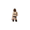 Soutien-gorge dentelle, porte-jarretelles et string ouvert noir 